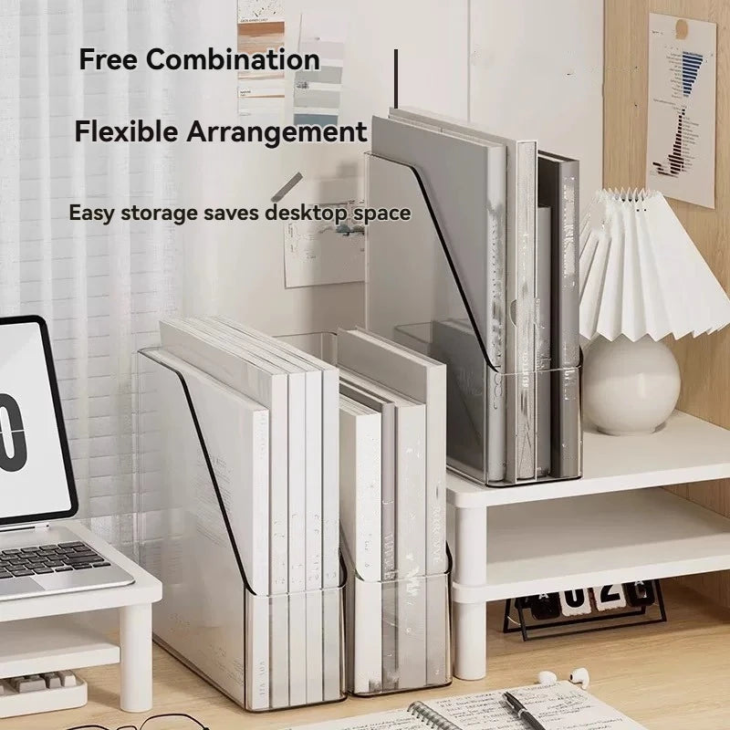 organisateur transparent minimaliste rangement documents livres modernes 19x22.5cm stylos ordinateur portable