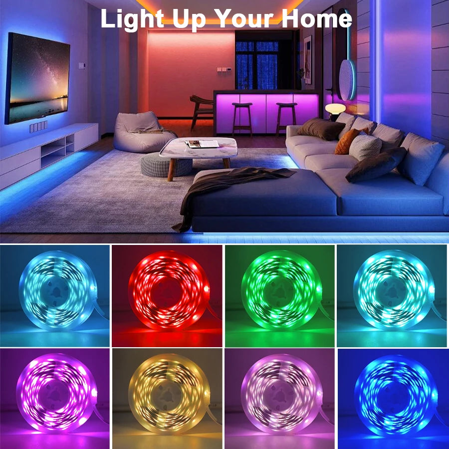 ruban led multicolore flexible synchronisé musique application décoration moderne chambre salon fêteRGBOptimal