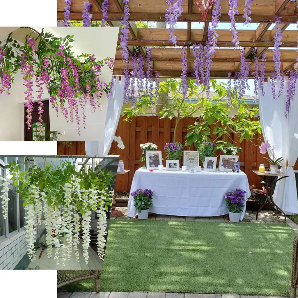 guirlande florale artificielle 12 pièces couleurs multiples décoration intérieure mariage romantique cascade fleurs vertes