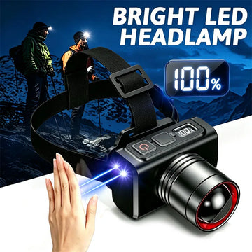 lampe frontale led rechargeable usb zoomable bande élastique moderne camping chasse pêcheextérieur