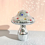 décoration moderne boule champignon rouge or argent mosaïque petite miroir disco salon chambre