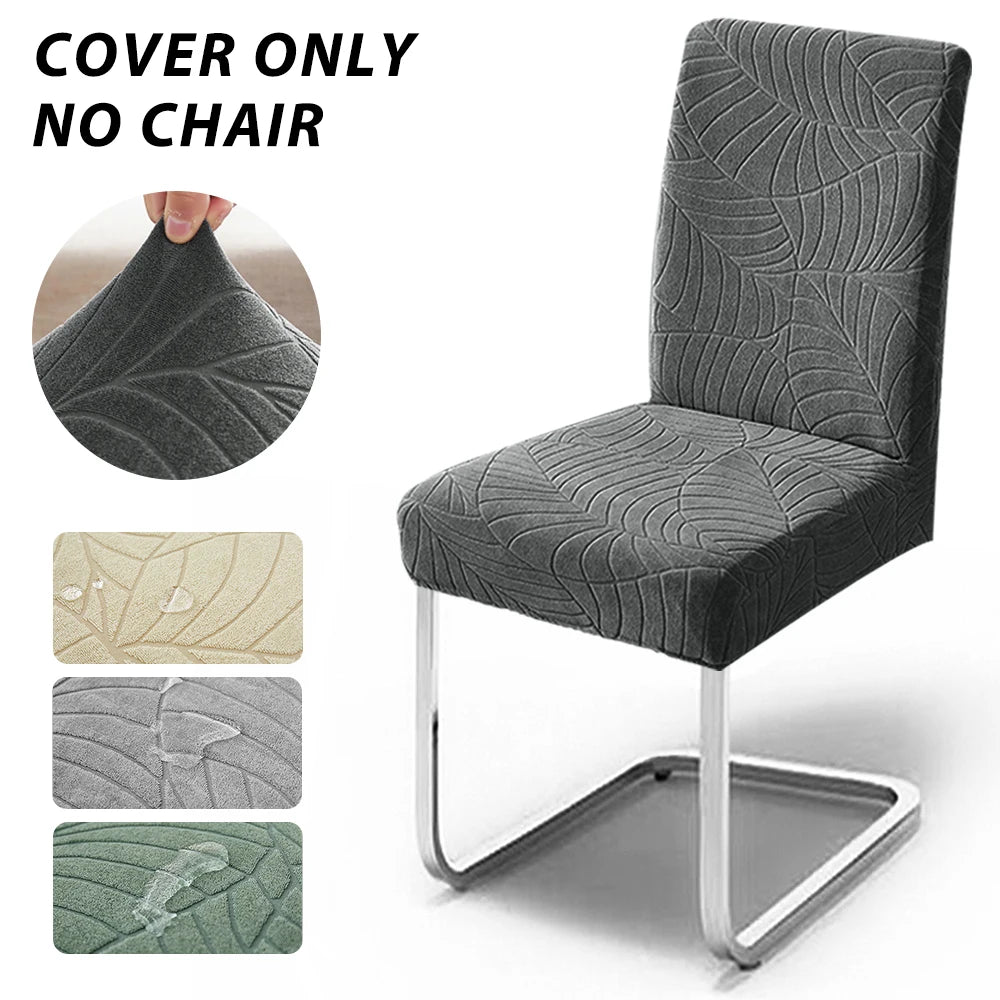 housse chaise gris feuilles moderne élastique polyester extensible mariage banquetôtel salle manger