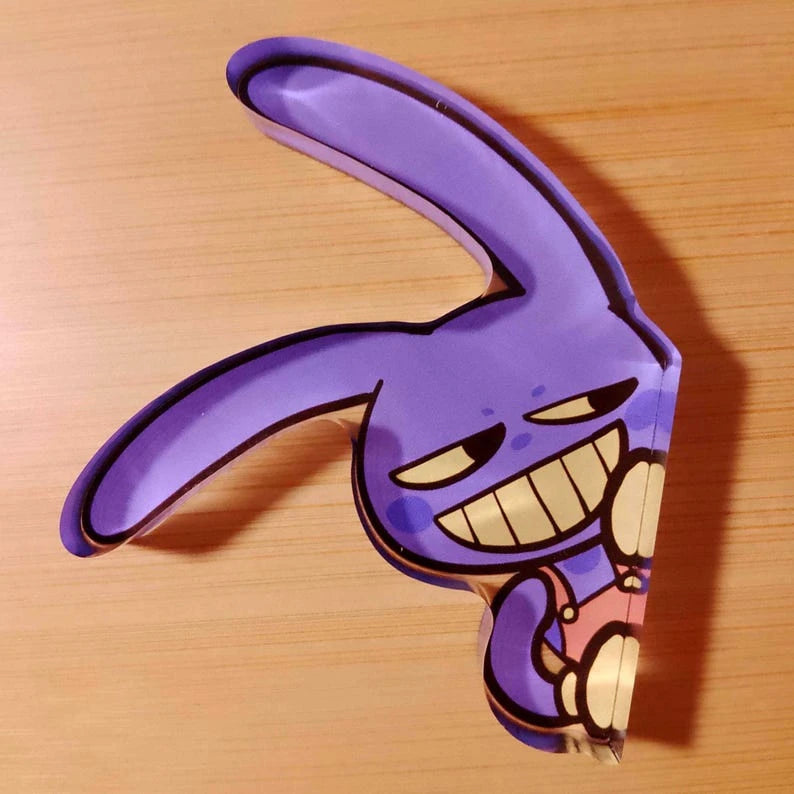 sticker table protection angle acrylique dessins animés yeux colorés sourires chapeaux accessoires violet rouge