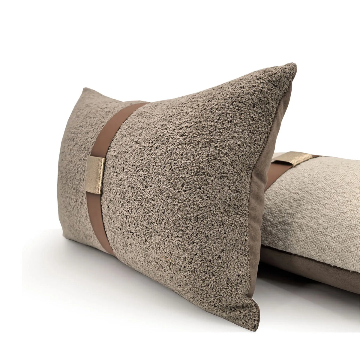 housse coussin lit patchwork gris clair contemporain texture bouclée fixation polyester