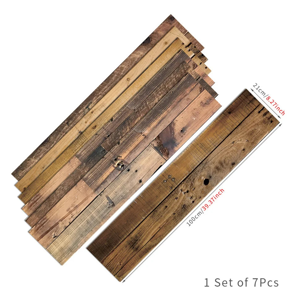 autocollants escalier bois vieilli adhésifs rustiques vintage 7pièces brun bleu