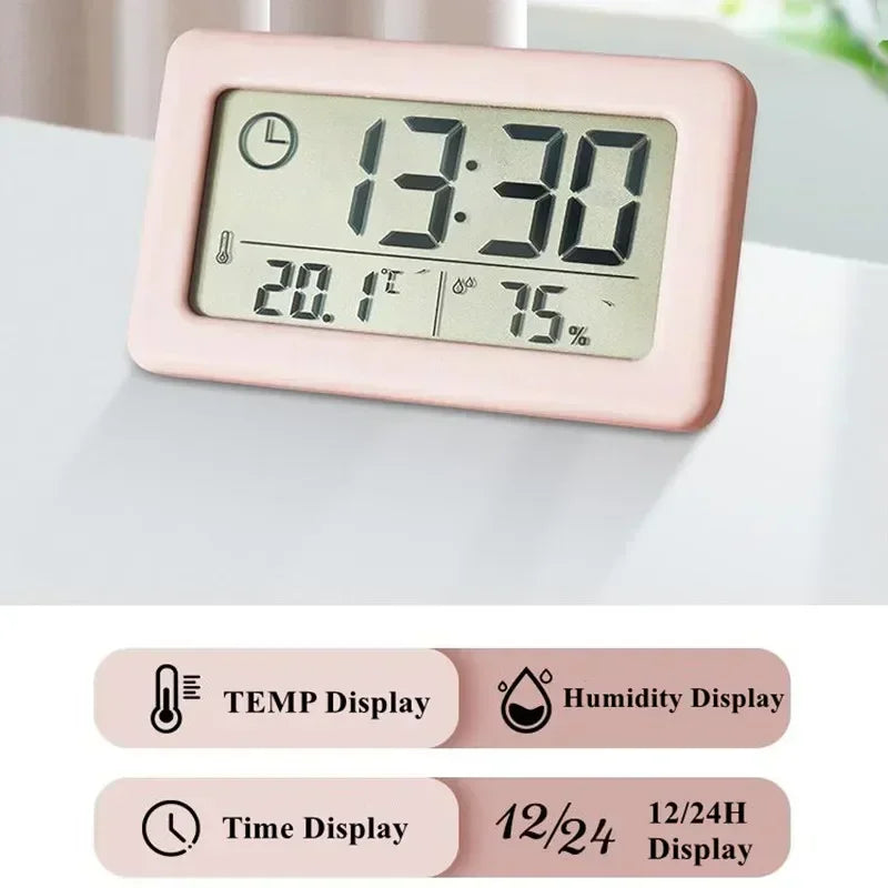 horloge électronique moderne température humidité alarme batterie 12 24h noir blanc rose