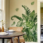 sticker mural moderne feuilles tropicales grandes tailles décoration maison autocollant vert blanc 3d removable