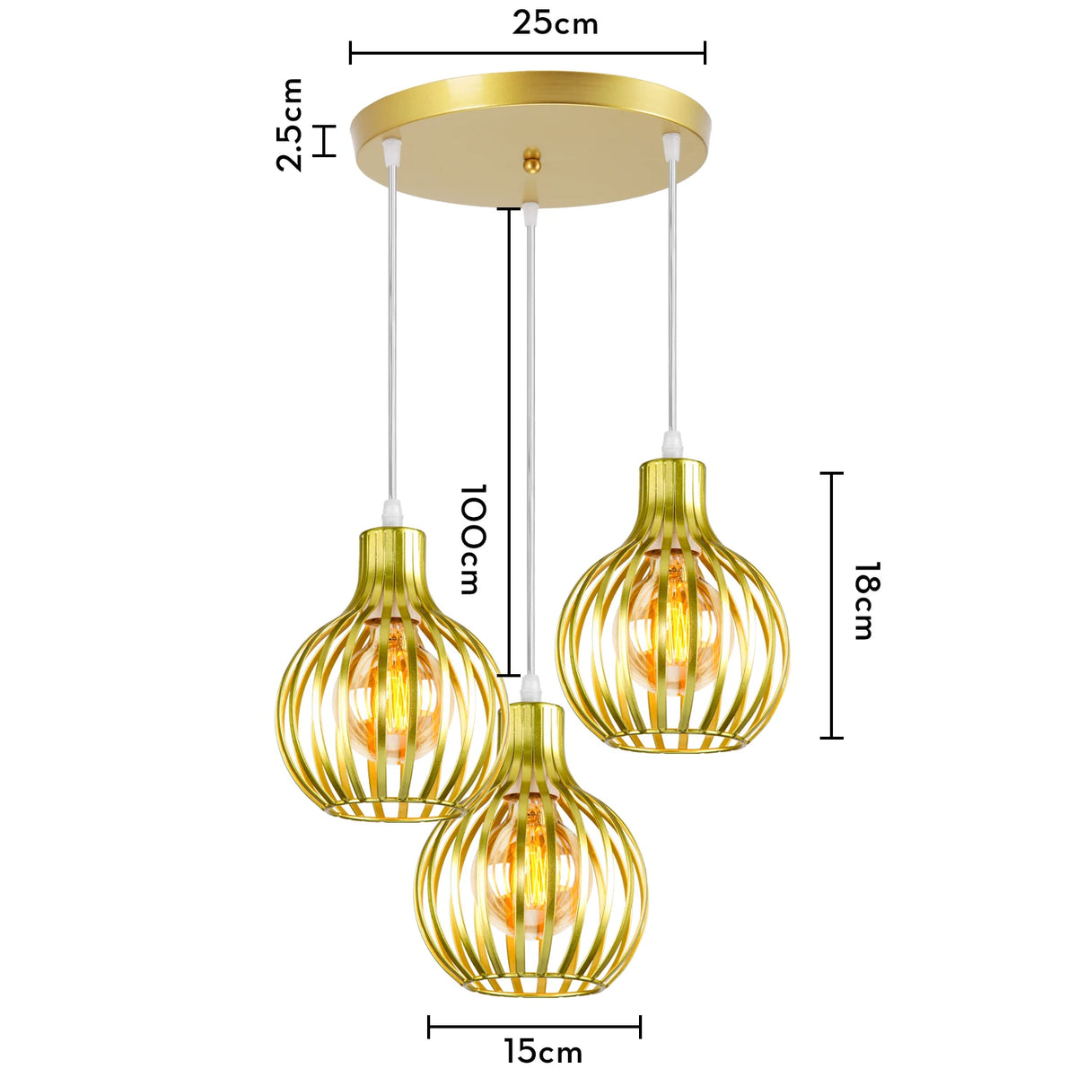 Suspension lumineuse industrielle moderne métal noir blanc abat jour rond grillagé