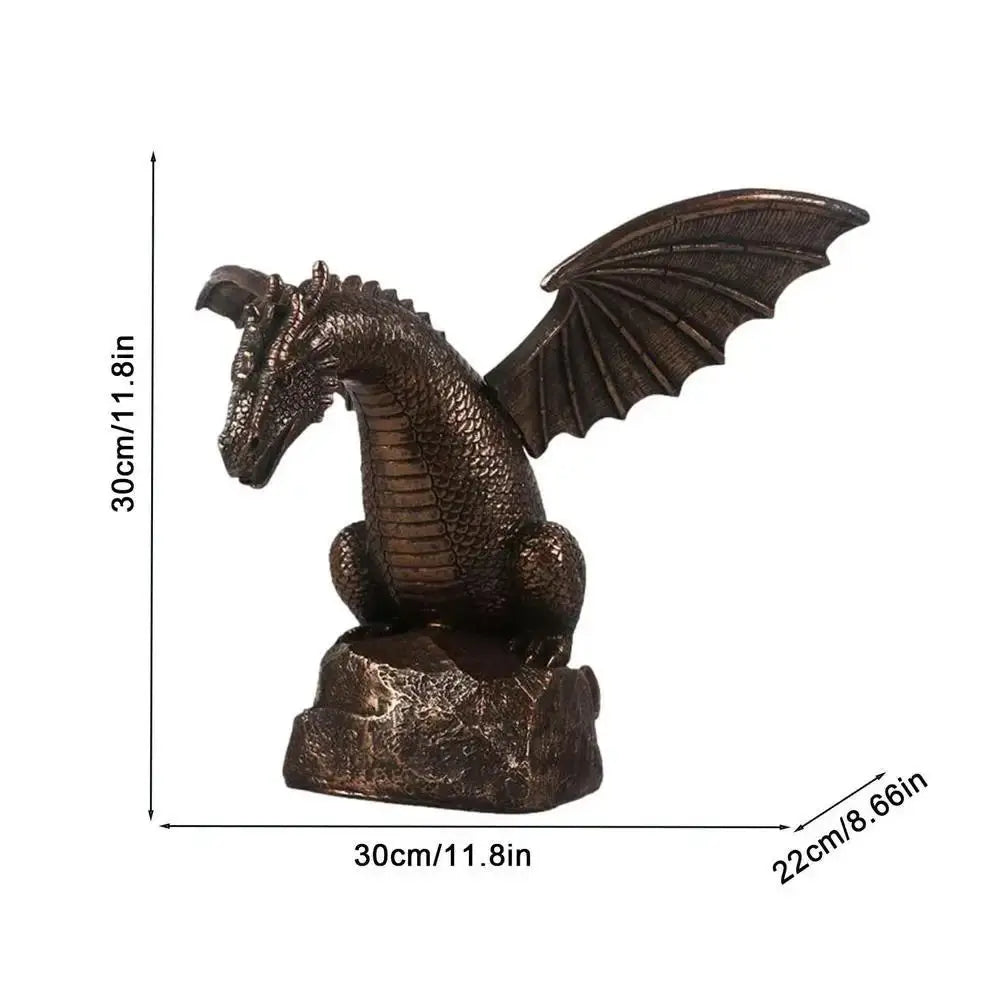 fontaine décoration extérieure dragon bronze ailes écailles eau médiévale fantastiqueextérieur jardin résine