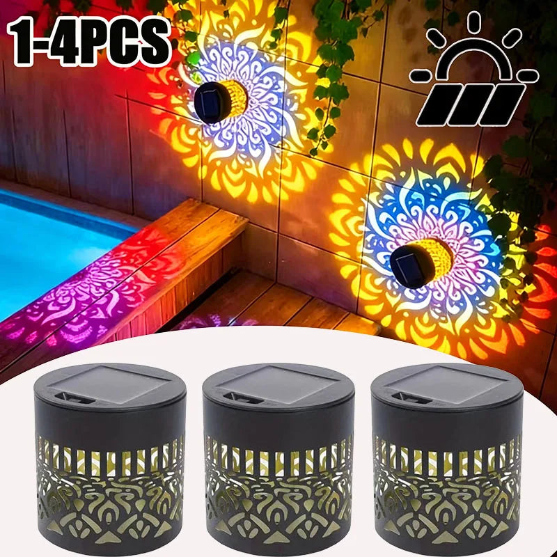 projecteur solaire mural extérieur étanche noir motif ajouré moderne adhésif 3m led