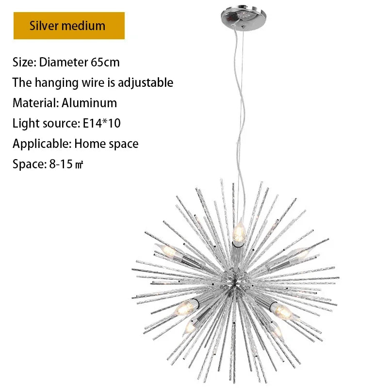 suspension lumineuse or moderne branches radiales ampoules incluses 55cm 65cm 70cm