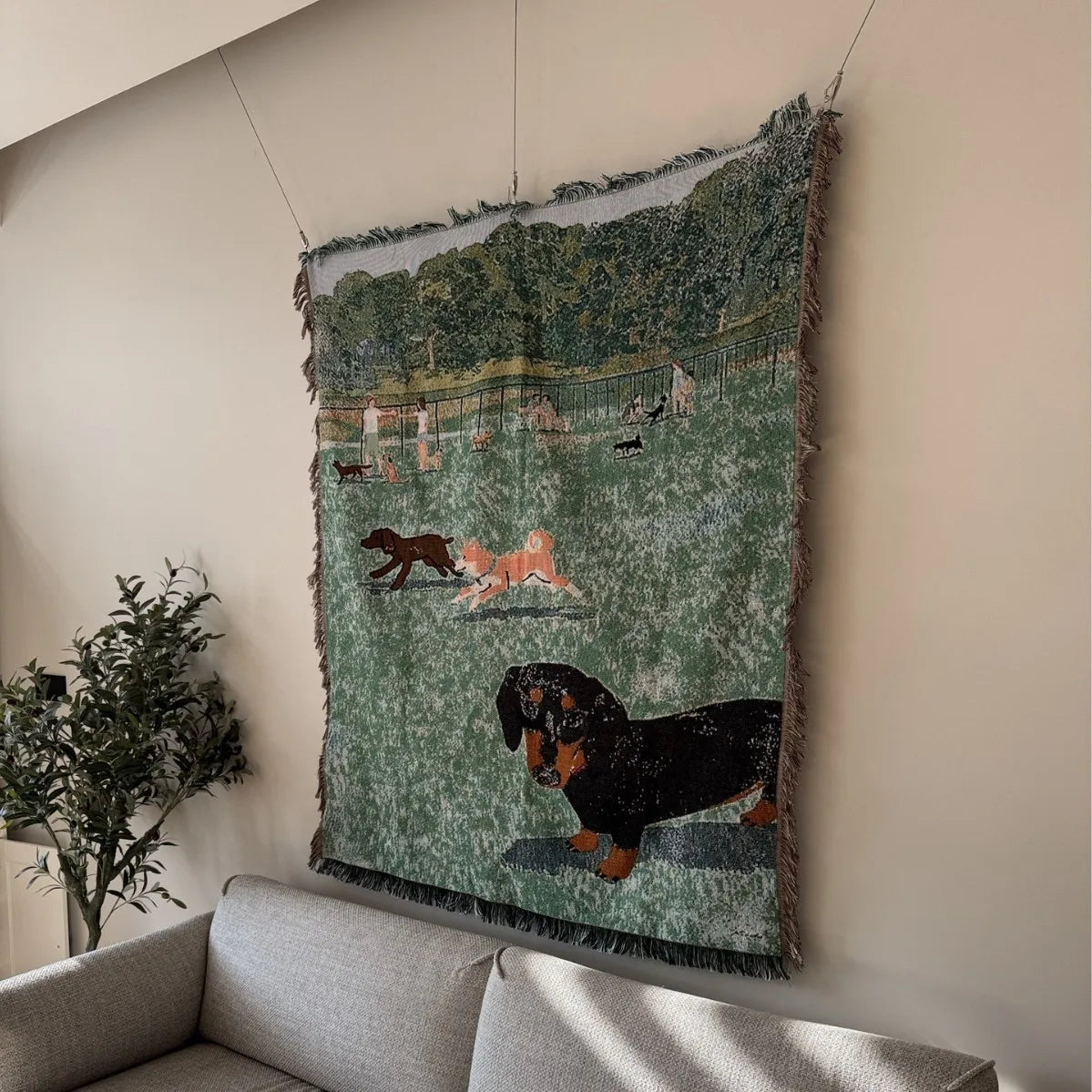 tapis vintage artisanal chats feuilles animaux portable printemps automne maison camping pique nique