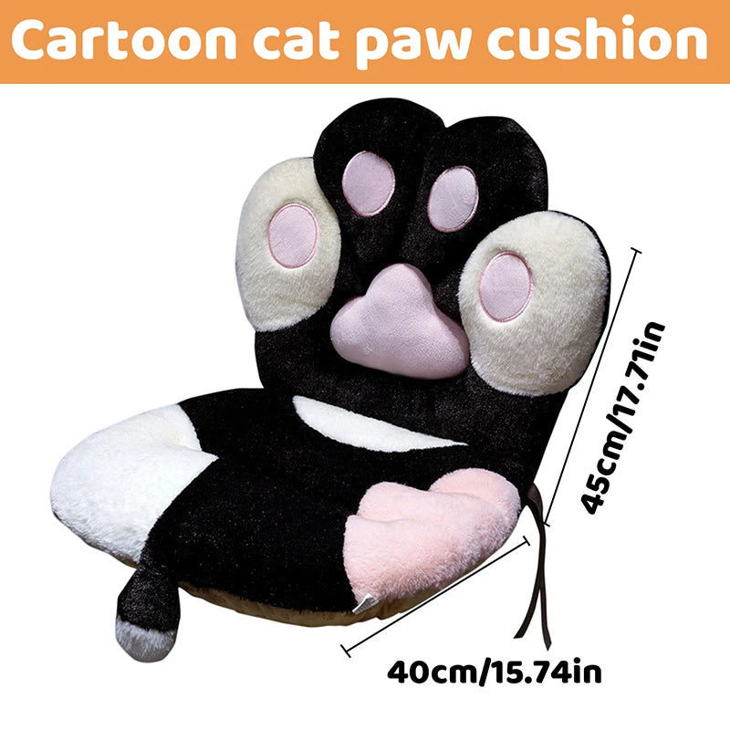 coussin chaise patte chat orange marron rose gris doux moelleux cartoon ruban noir