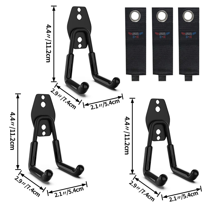 crochet mural acier noir support rangement outils garage vélo escabeau fixation vis