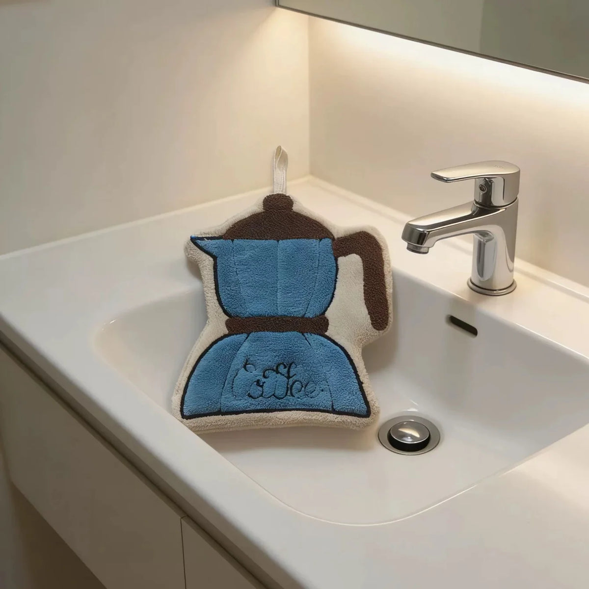 poignées cuisine décoratives motifs tasses cafetière bleu beige marron blanc opaques