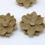 fleurs décoratives rustiques relief beige clair coton polyester artisanal opacité 5cmx5cm