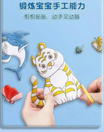 rouleau papier colorier motifs animaux crayons couleurs enfants dessin animé