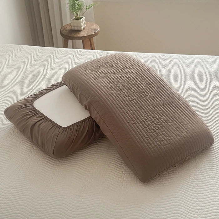 taies d'oreiller coton vert clair rayures horizontales moderne 48x74cm 40x60cm 30x50cm respectueux environnement non