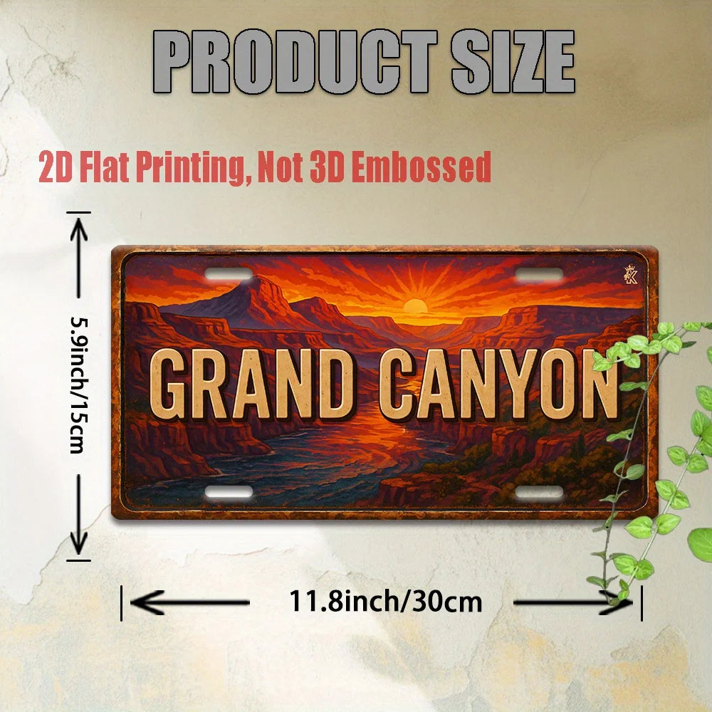 plaque decorative metal grand canyon lever soleil decoration vintage rouge orange rustic mur