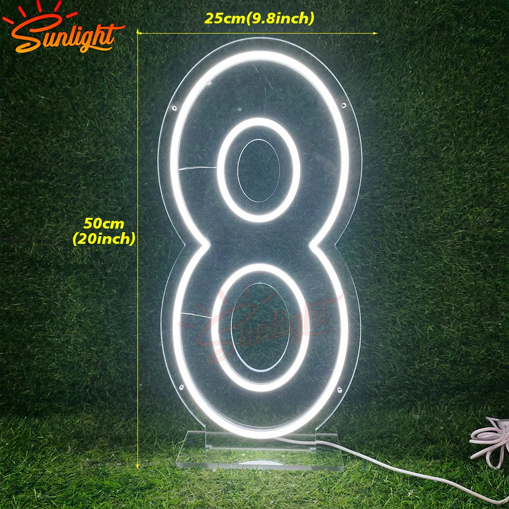 numéros led blanc moderne numéro support transparent câble alimentation 5v usb decoration anniversaire mariage