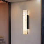 applique murale led moderne imitation marbre blanc veinures lumineuse extérieure contemporaine fixée muralisée