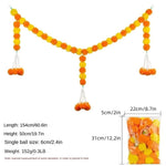 guirlandes decoratives fleurs marigolds jaune orange rouge decoration diwali festif traditionnel