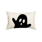 housses d'oreiller fantômes imprimées décoration halloween noires blanches adhésives maison hospitalières