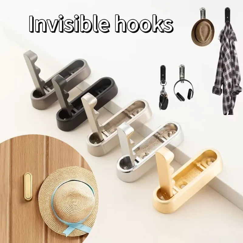 crochet invisible contemporain noir doré gris métallisé mat pliant adhésif sac main chapeau tshirt