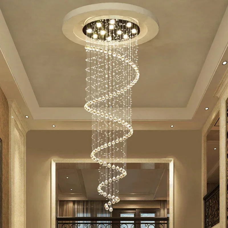 suspension lumineuse spirale transparente moderne sans remote lumière chambre salon