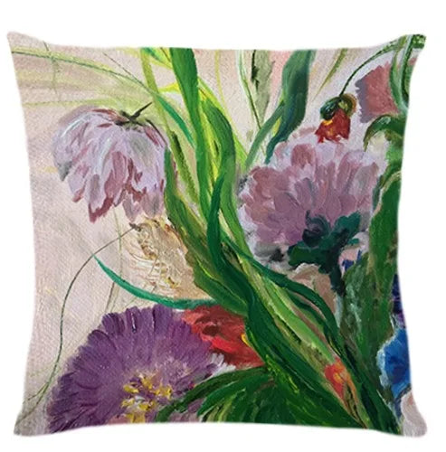 taie d'oreiller violet fleur abstraite 45x45cm zip closure moderne salon chambre coucher