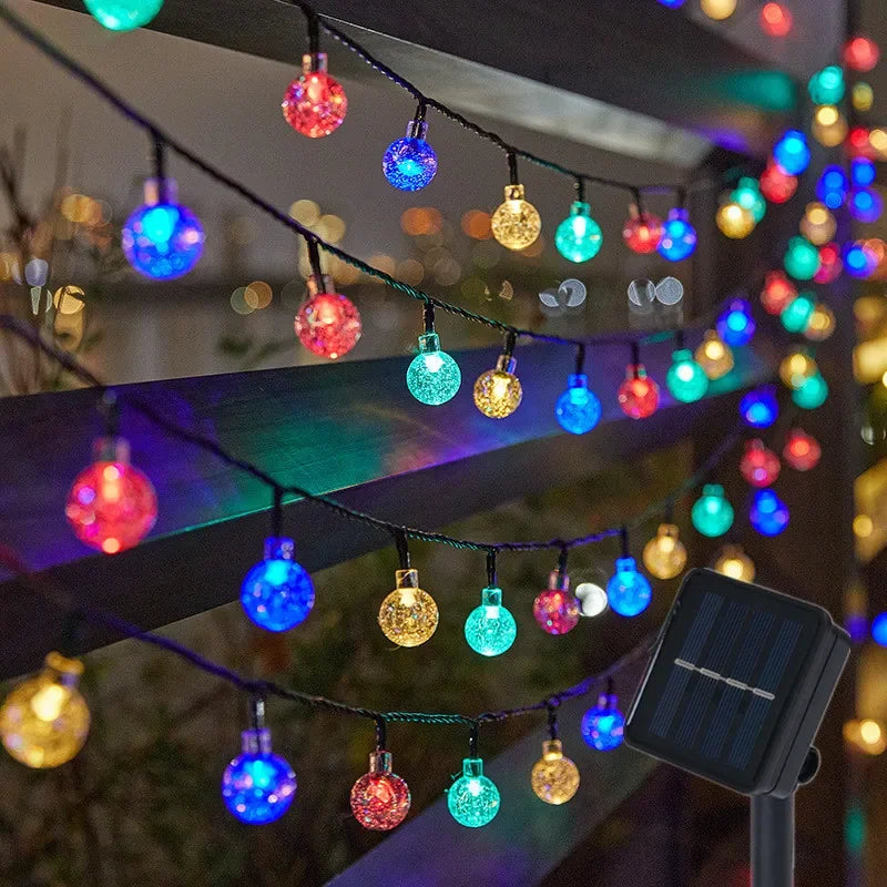guirlande lumineuse solaire cristal extérieur décoration jardin fête led étanche blanc multicolore moderne