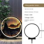 lampe paysage circulaire noir doré moderne pied solide ip65 led flux lumineux lumiere exterieure