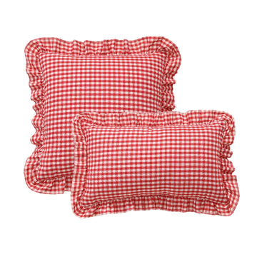 housse coussin décorative carreaux vintage rouge blanc jaune vert canapé salon chambre maison douce