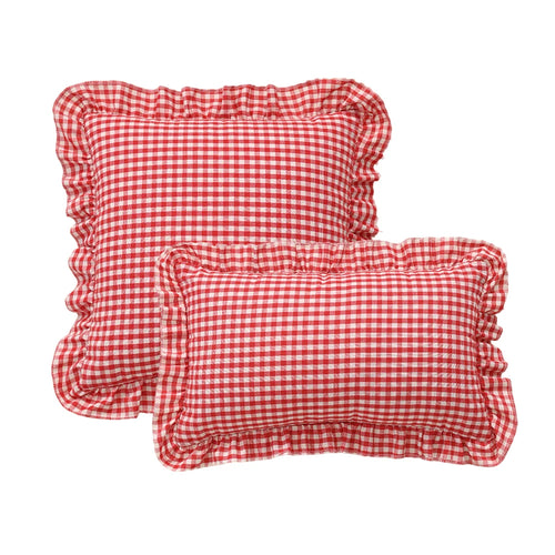 housse coussin décorative carreaux vintage rouge blanc jaune vert canapé salon chambre maison douce