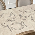 nappe table crème dessin couverts végétaux texture simple moderne minimaliste