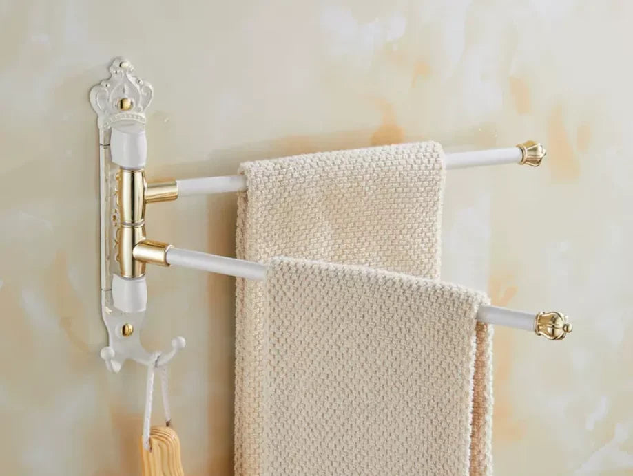 porte serviettes pivotant bronze antique ornements dorés classique vintage mural serviettes fixations visibles