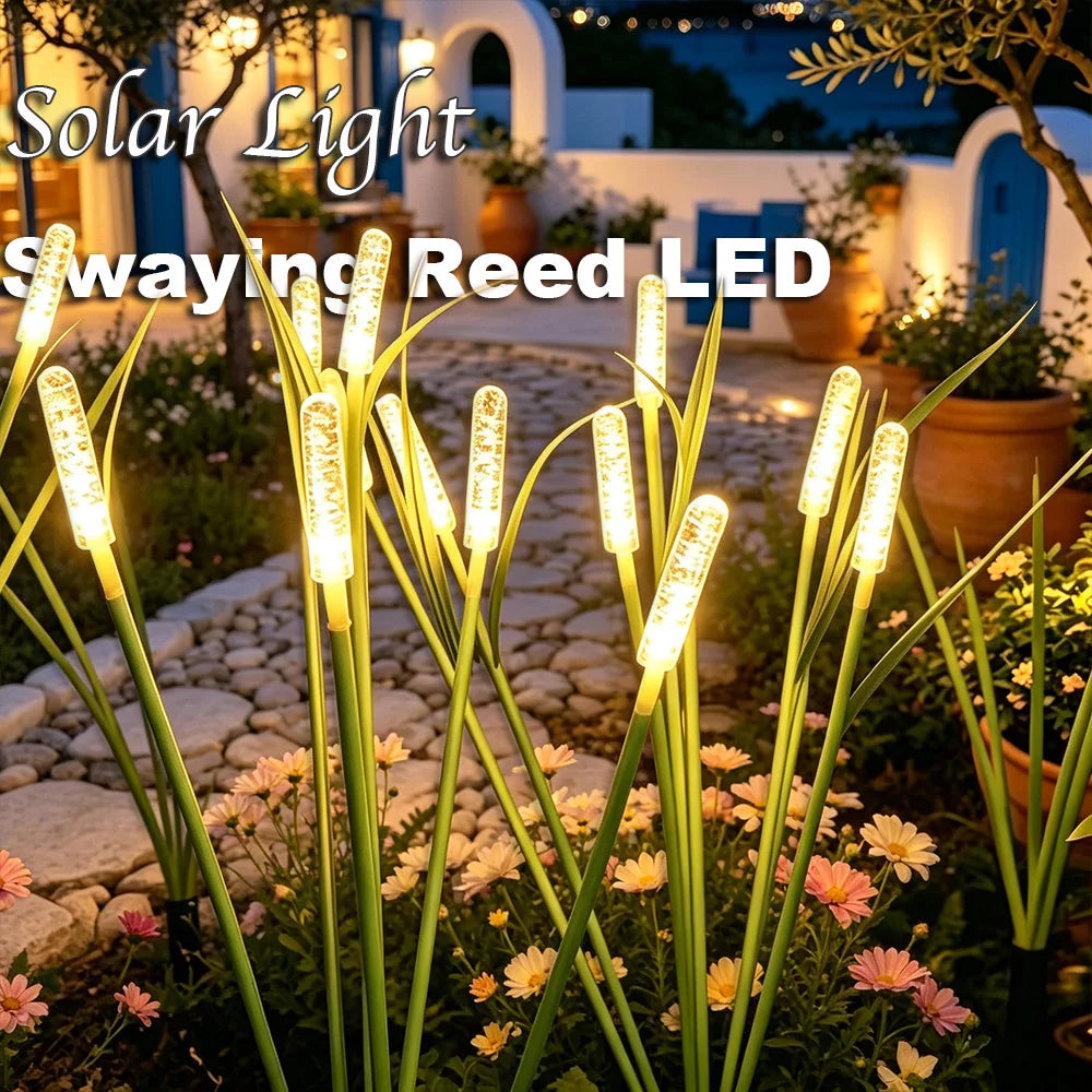 lumière solaire led roseau moderne vert jaune jardin extérieur piquet ip68