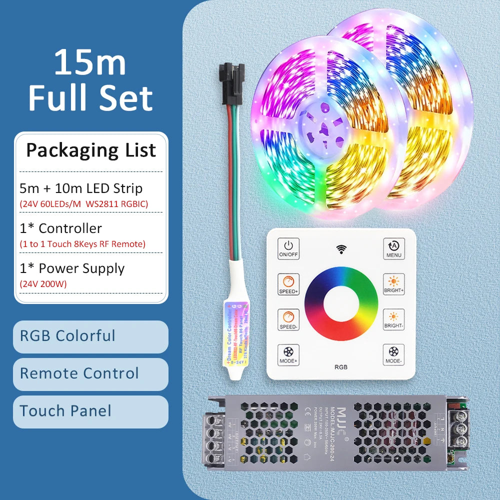 ruban led multicolore pixelé moderne adhésif contrôleur rf 5m 10m