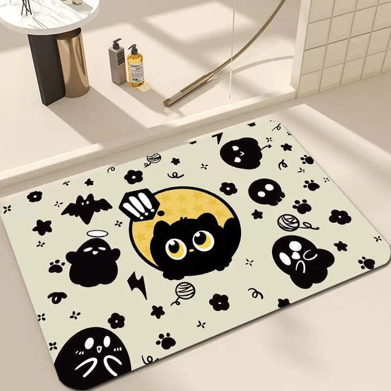 tapis sol décoratif chat dessin animé bienvenue intérieur salon chambre moderne anti dérapant polyester