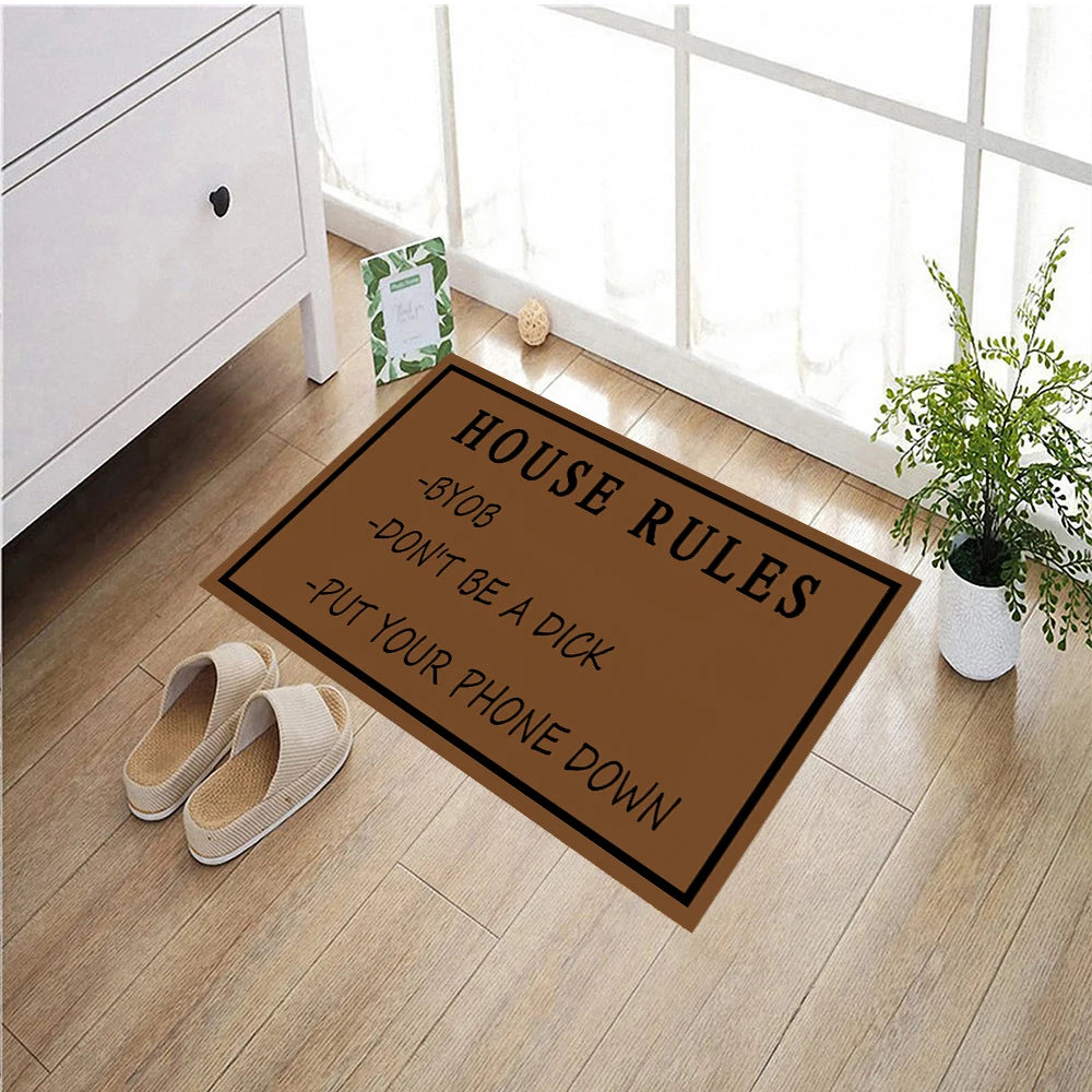 tapis sol antidérapant marron lettres blanches moderne résistant bactéries extérieur garage porte