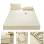 drap housse taies oreiller tissu lisse couleur blanche bleu rose moderne minimaliste élastique queen