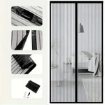 rideau magnétique anti insectes porte noir maille fine moderne adhésif 36x80 cm