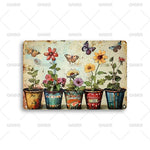 décoration murale vintage plaque métal fleurs papillons bois rétro nostalgieintérieur extérieur