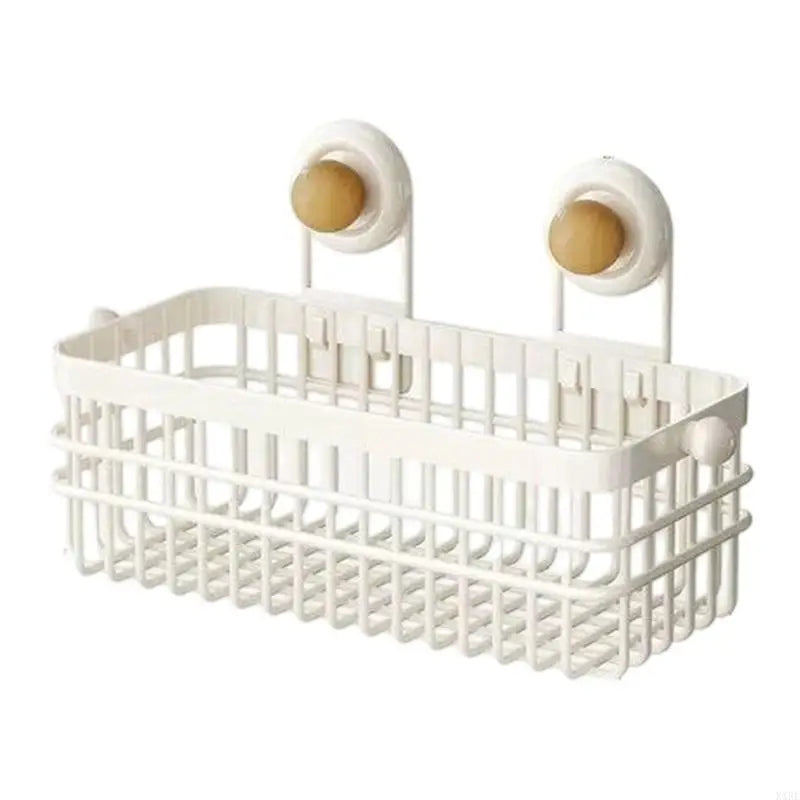 panier rangement mural succion noir blanc grille métallique moderne serviettes bouteilles savon tissus pliable