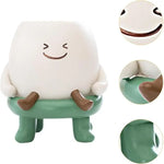 cache pot blanc souriant moderne plante verte inclusion visage souriant cartoon patte marron