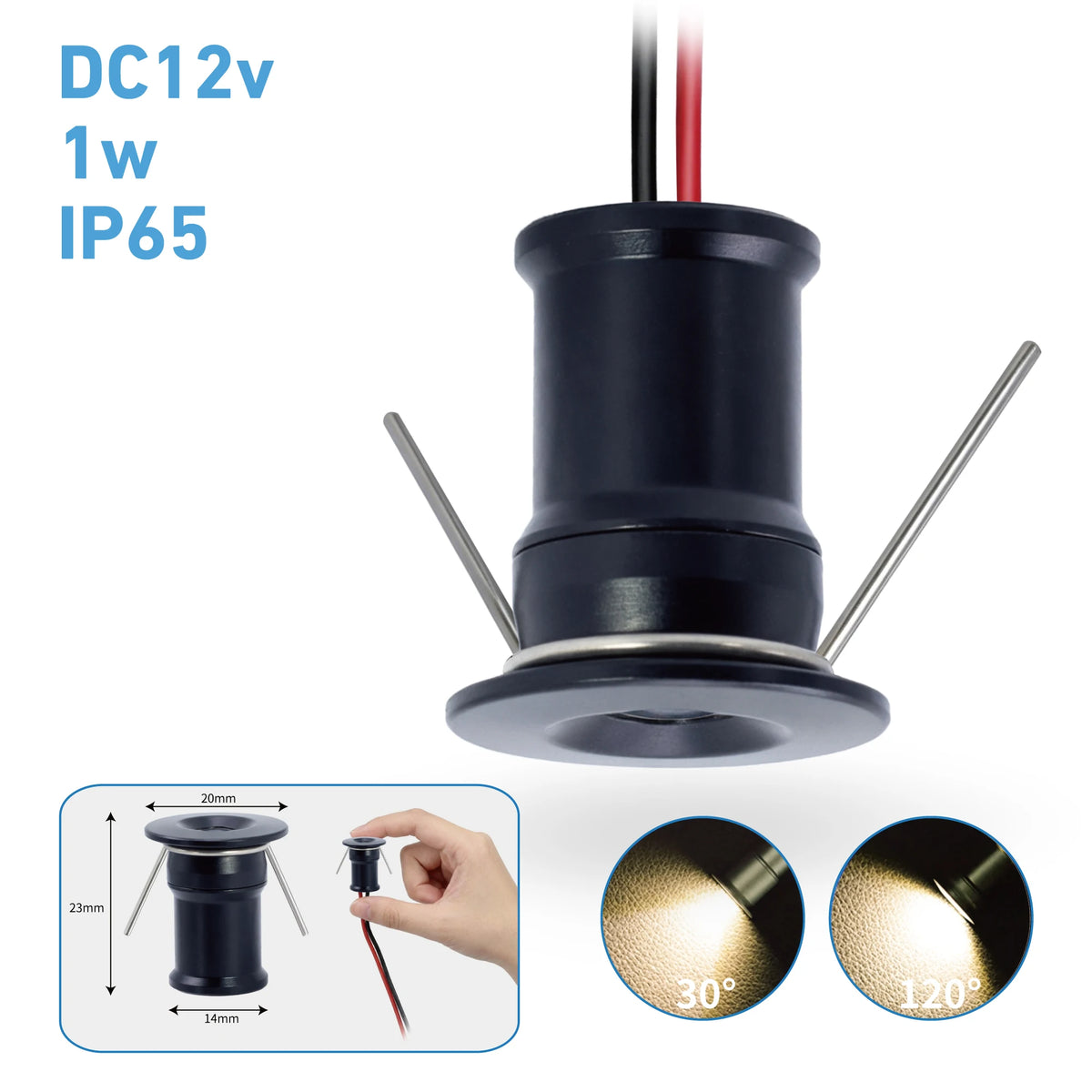 Spot LED argent noir blanc mat moderne ip65 1w 12v waterproof 480mm