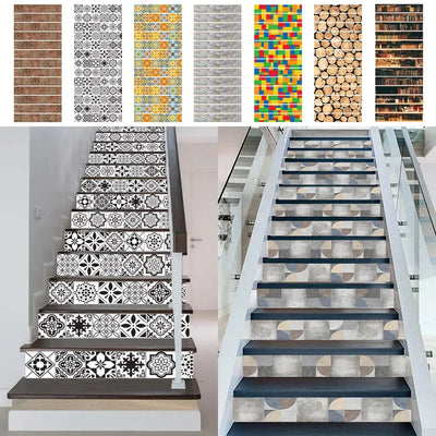 Stickers contremarche escalier rétro 3D motif vintage