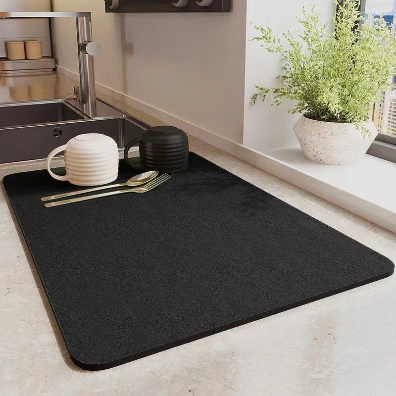 tapis cuisine absorbant antidérapant séchage vaisselle moderne texture tissée rectangulaire table