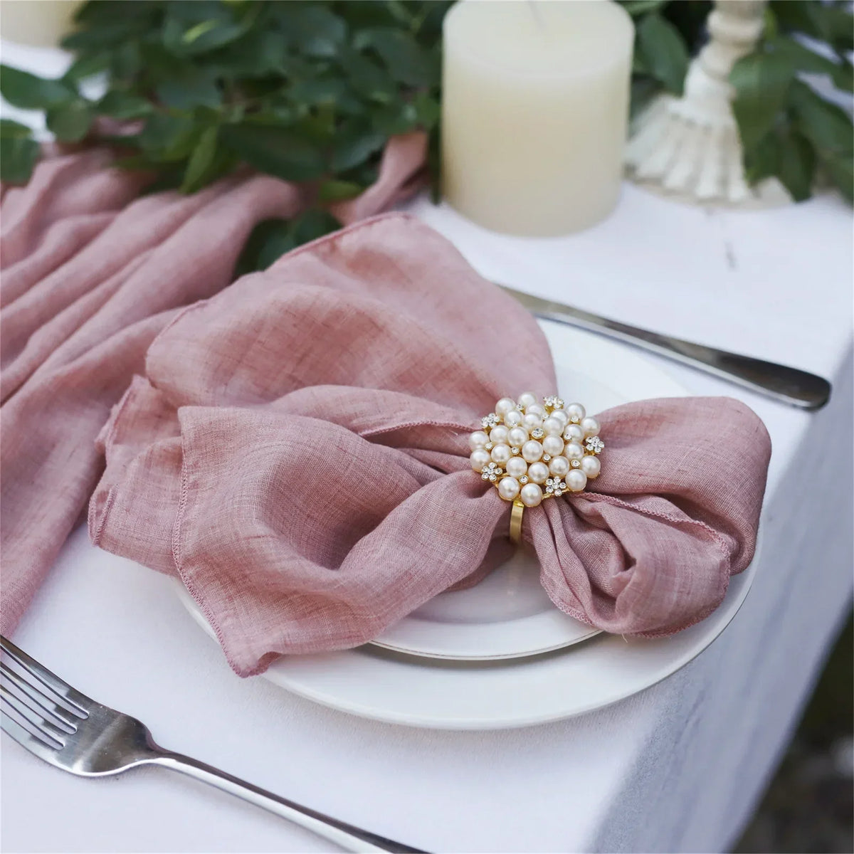 serviettes table bleu rose vert texture lin naturelle classique rustique bord effiloché
