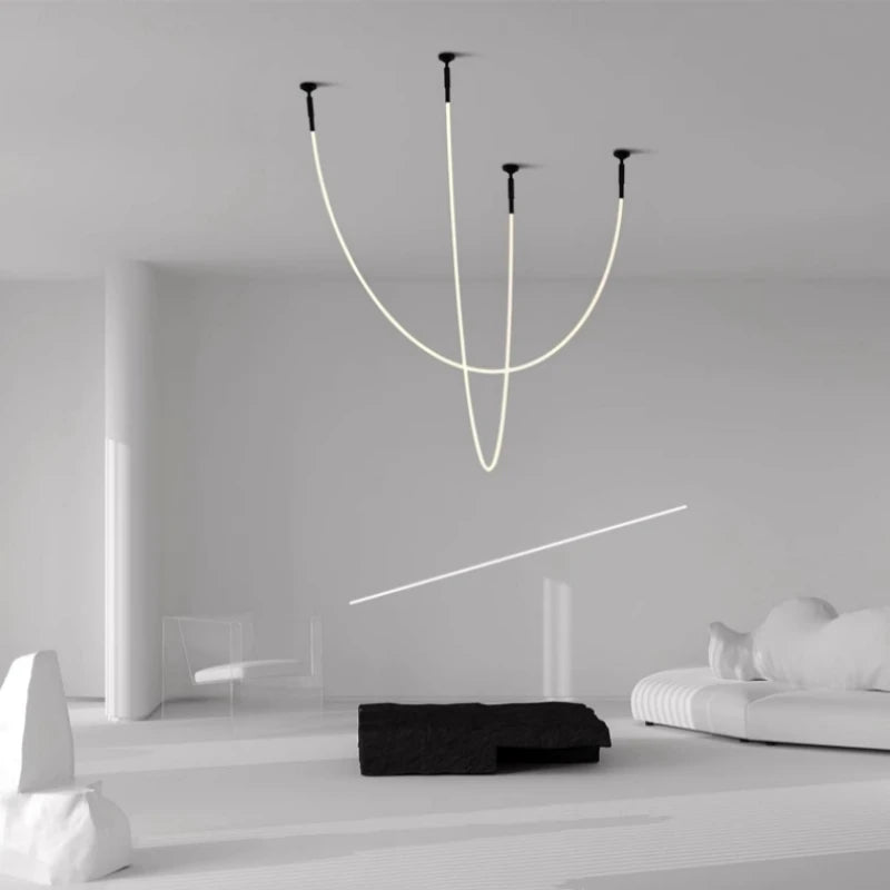 bases tube néon blanc led lisse moderne clips fixation câbles connexion accessoire lumineux minimaliste
